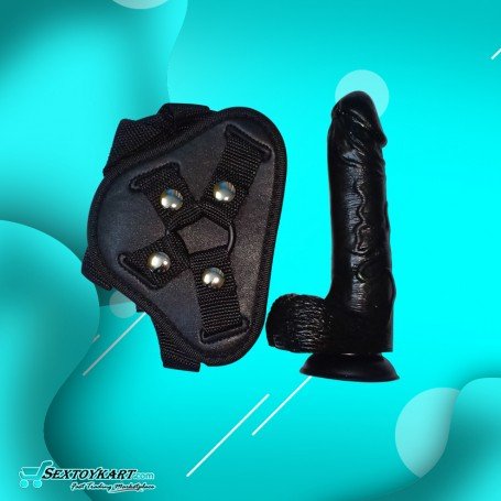 Strap On Dildo Harness with Big Black Dildo Vibrator SO-027