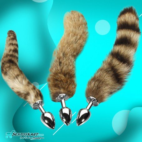 Fox Tail Brown Plated Metal Anal Plugs AD-020