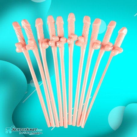 Pack of Ten Willy Straws Blow me KP-001